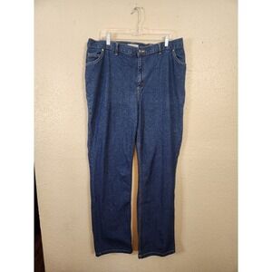 Woman Within Denim Jeans Tall Plus‎ Size 18W Dark Wash Elastic Waist